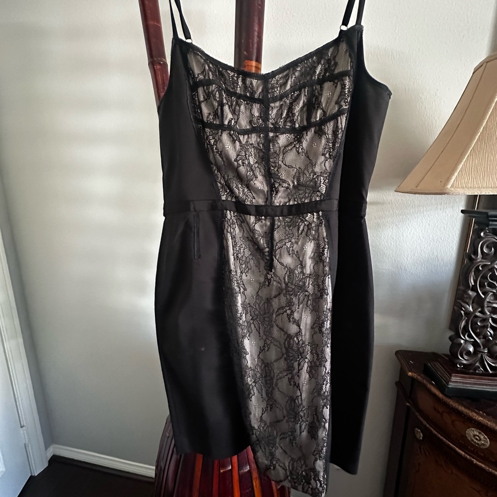 Elegant Black and beige Lace Dress